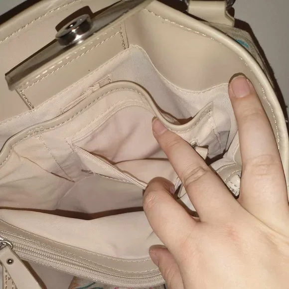 NWT Liz Claiborne Handbag, khaki with multi color LC's, - Picture 16 of 16